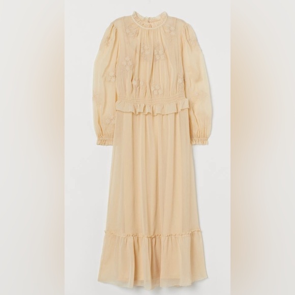 H&M Light Beige Chiffon Maxi Dress | US Size 2 - Picture 1 of 10